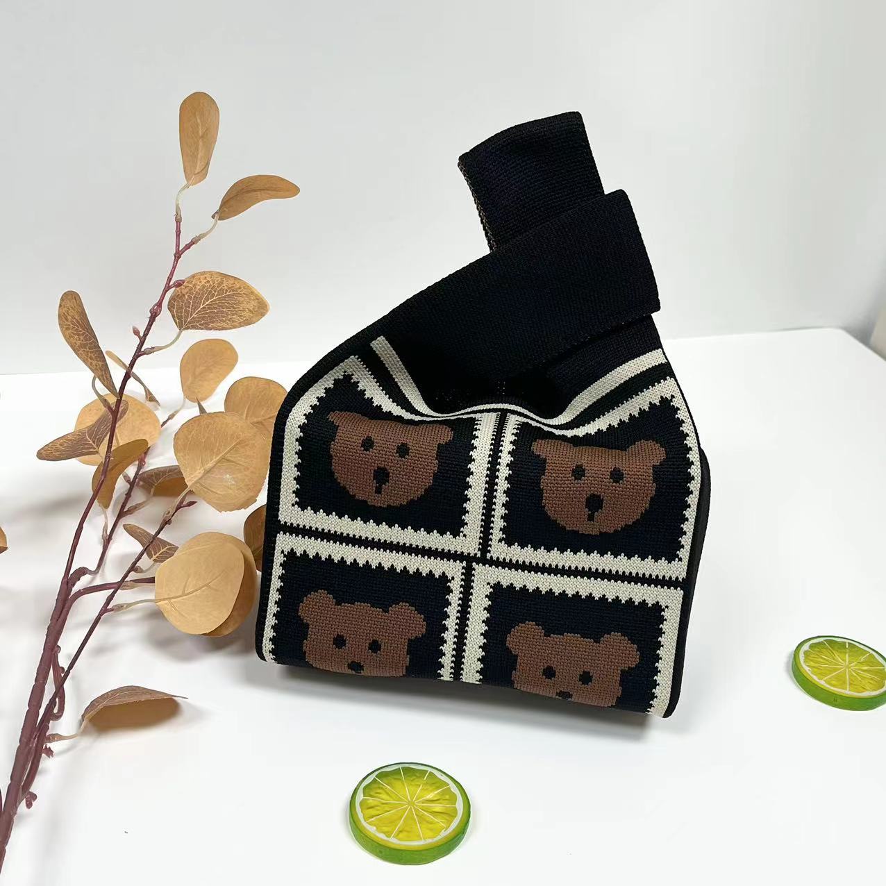 Bolso de mano tejido para embalaje de regalos, bolso tejido con múltiples patrones, estilo ins, bolso tejido para mujer, mini versátil.