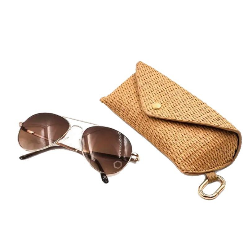 in stock New Style Woven Grass Pattern Glasses Bag for Men and Women Sunglasses Storage Bag Travel Sunglasses Storage Box