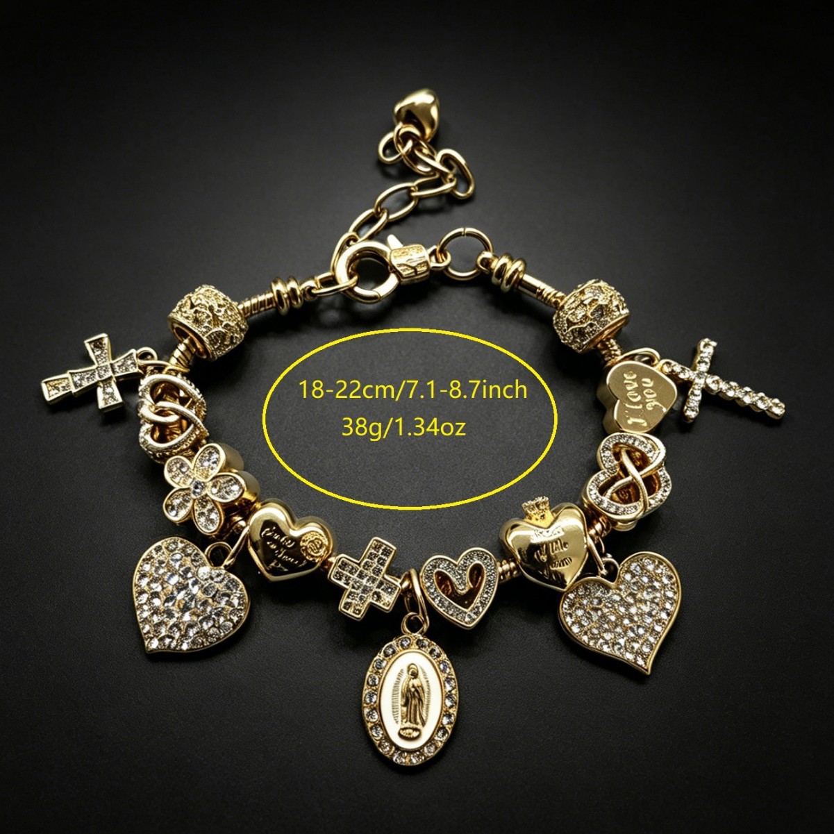 Panjia brazalete DIY explosión transfronteriza ajustable pulsera de lujo diamante cruz amor joyas colgante flor