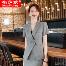 2023新款布萨龙busalong女短袖职业西服西裤正装套装工作服女A622