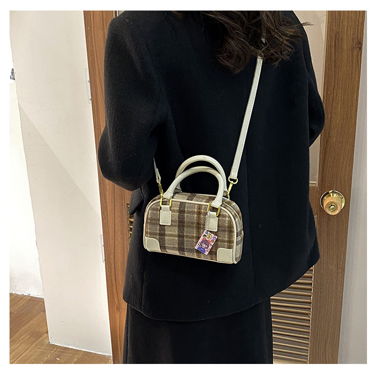 Borsa a tracolla a quadri per donna, elegante borsa a spalla tartan_voghion.com