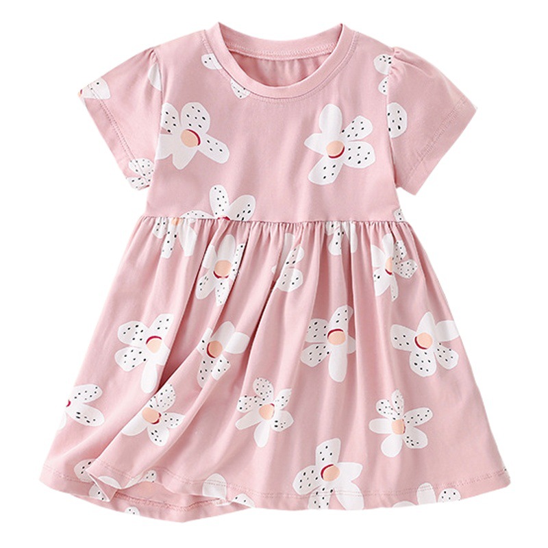 Malwee vestido de los niños de verano nuevo europeo y americano de los niños casual cuello redondo lindo manga corta princesa vestido occidental
