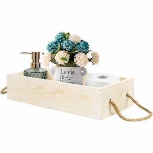 Scandinavian Wooden Storage Box Rustic Bathroom Decor Box Double-Sided with Decorative Logo Toilet Paper Box Toilet Top Box Box