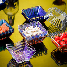 酒吧ktv小吃碟商用亚克力塑料方形碟零食瓜子点心干果盘子水果碟