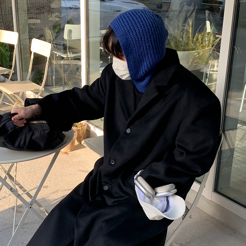 MYQKnitted Hat Men's Winter Korean Styley Solid Color Versatile Warm Woolen Hat Men's Baotou Cold Hat