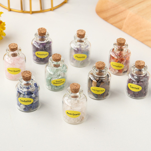 Natural crystal gravel raw stone glass bottle drifting lucky wishing bottle collection and storage children's mineral label manufacturer wholesale