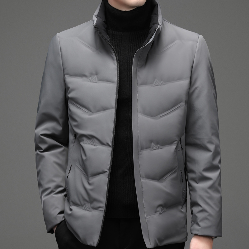 2023 Winter New down jacket men's casual solid color stand collar white duck down warm down fashion men's coat