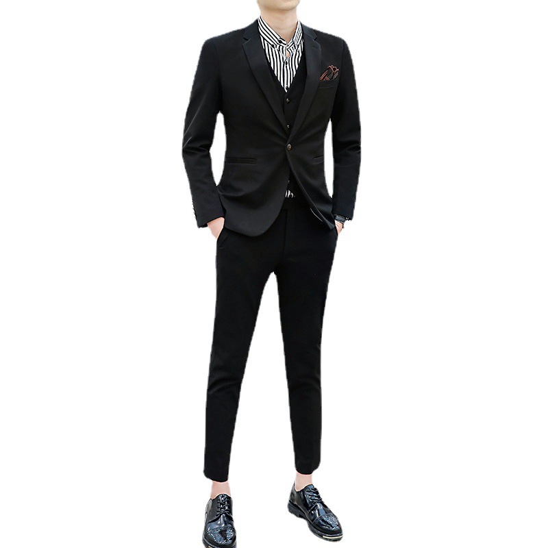 Suit male three-piece suit dress business casual single western Korean  version of the slim suit suit male professional clothing - Dropshipman