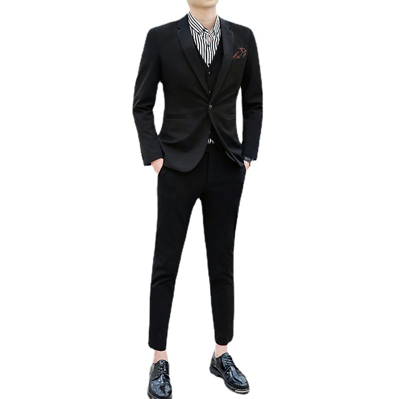 Suit male three-piece suit dress business casual single western Korean version of the slim suit suit male professional clothing
