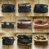 Vnox Mix 4Pcs/ Set Braided Wrap Leather Bracelets for Men W