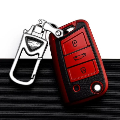 Santana Car Key Case – Car key bag - volkswagen-b-folding-3-key-vitality-red-single-shell-upgrade-anti-loss-metal-buckle