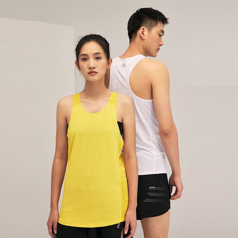 Maratón de verano para hombres y mujeres corriendo Chaleco de secado rápido entrenamiento de pista y campo cuello redondo suelto transpirable camiseta sin mangas de fitness impresa L