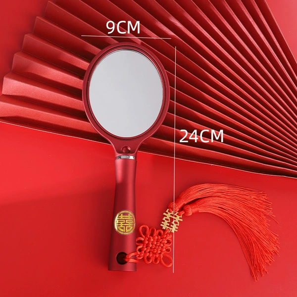 Silk Red 010 handheld round mirror (send wedding invitations and hold ears)