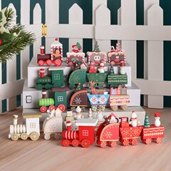 クロスボーダーのクリスマスの装飾品の木製の小さい列車の子供のプレゼントのクリスマスの小さい贈り物のショーウインドーの置物の卸売り