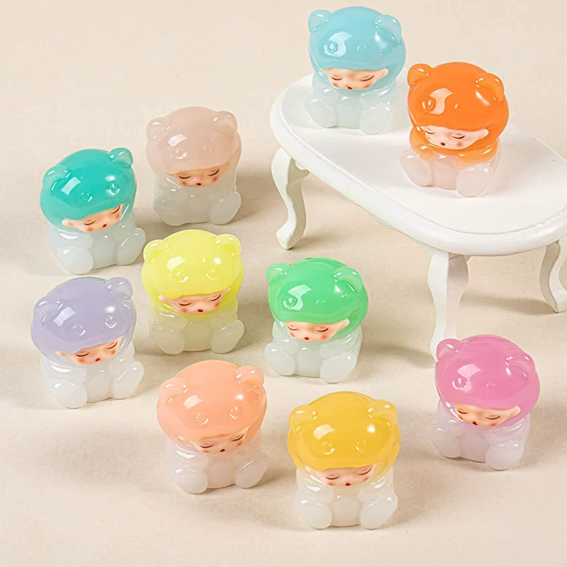 Популярная resin мини светящаяся черепаха на ленте Доуин, трёхмерные украшения орнаменты светящиеся черепашки и подарочные наборы в слепую коробку