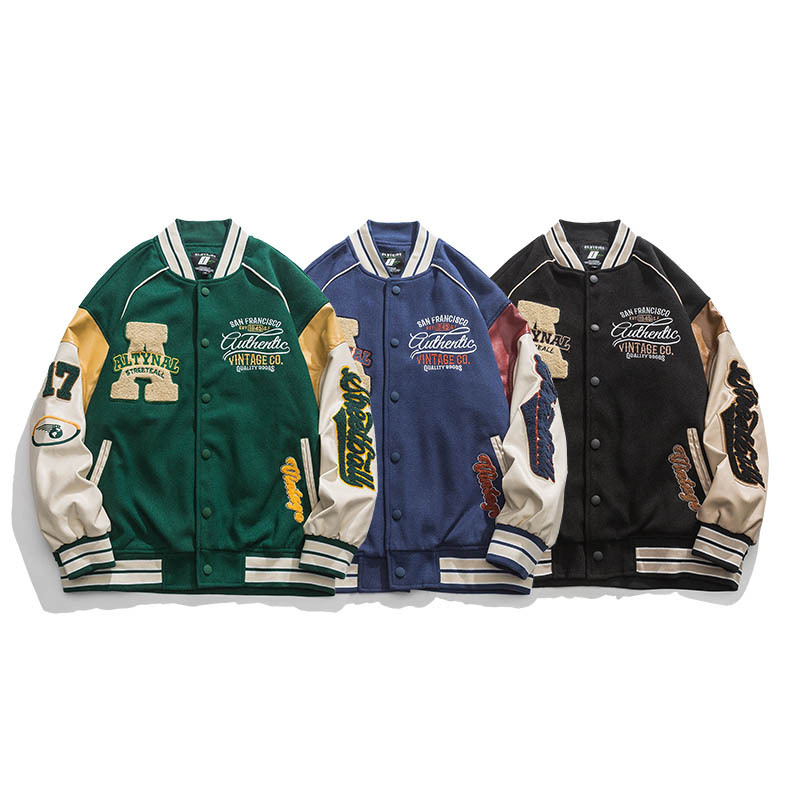 American trendy baseball suit spring and autumn, bf style embroidered jacket for men in street loose_voghion.com