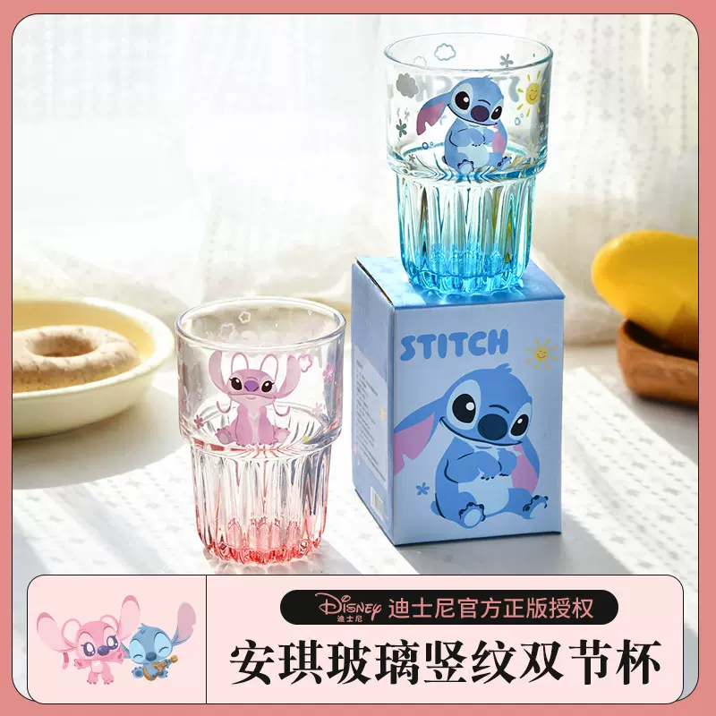 创意卡通安琪玻璃竖纹双节杯萌趣生日礼物喝水杯早餐牛奶杯批发
