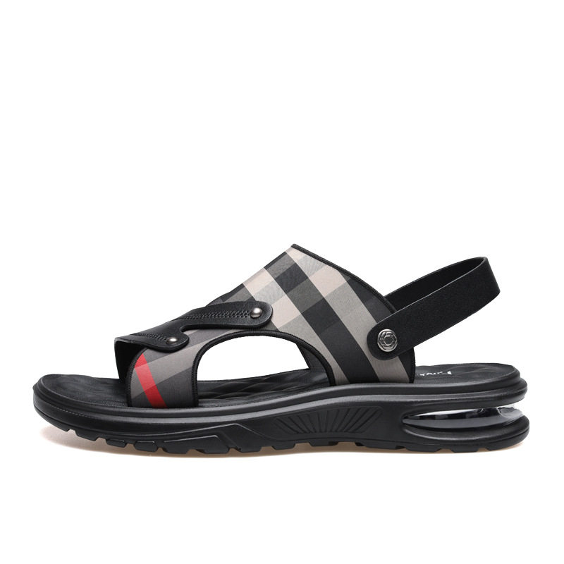 Dép sandal nam quai ngang hở ngón đế PU chống trơn trượt, đi biển và thể thao ngoài trời — T2188 màu đen chi tiết 20