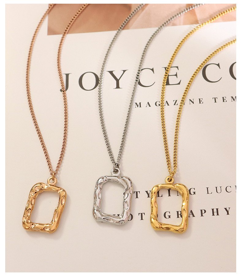 fashion peach heart batch flower pendant titanium steel square necklace female