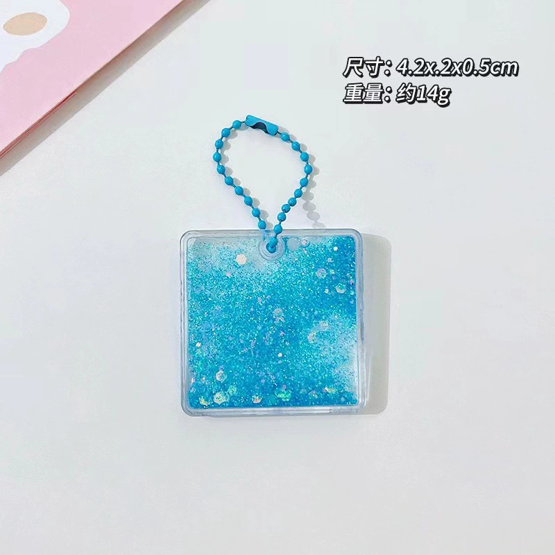 Transparent Creative Keychain DIY, 7×6×1.8 cm, assorted laser & glitter designs (random chain)