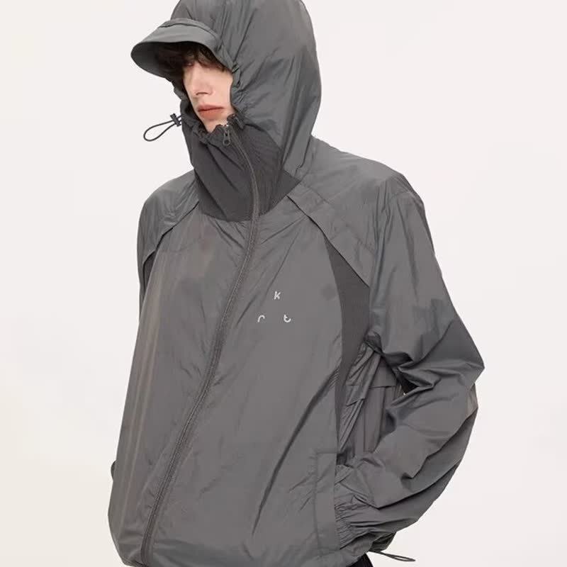 Outdoor Jacket, Sun Protection Clothing, Men's Summer Thin Loose Hooded Jacket, High Street Casual Versatile Top, Trendy Outdoor Jacket, Sun Protection Clothing, Men's Summer Thin Loose Hooded Jacket, High Street Casual Versatile Top, Trendy
