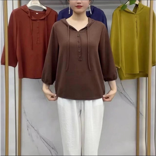 【Counter Quality】Elegant and Slimming Traditional Chinese Style Hooded Top for Middle-Aged Women