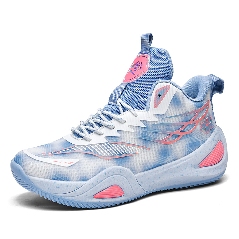 Zapatos transfronterizos para hombre, zapatos de baloncesto de punto con mosca, zapatos deportivos de verano de caña alta, zapatos de entrenamiento para estudiantes jóvenes de camuflaje de malla de moda image 9