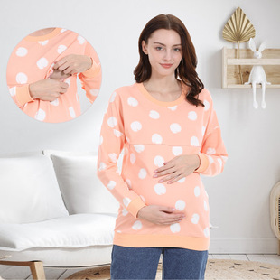 2025 Cross-border Breastfeeding Clothing Pure Cotton All-match Clothing for Pregnant Women Wear Postpartum Breastfeeding Clothing for Going Out