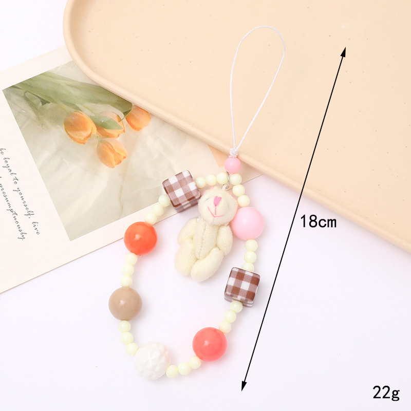 Venta caliente Internet celebridad con cuentas amor teléfono cadena anti-perdida gota resistente teléfono caso diy perla cadena corta teléfono cordón