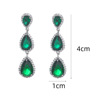 Green red earrings, blue advanced design long zirconium, 2022, city style, trend of season