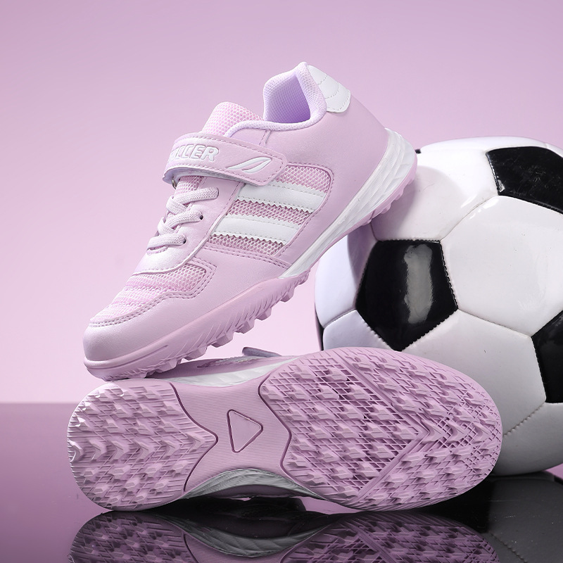 Zapatillas de Fútbol con Cierre Adhesivo para Niños Malla y Caucho Transpirable, Ligero para Césped Artificial y Pista