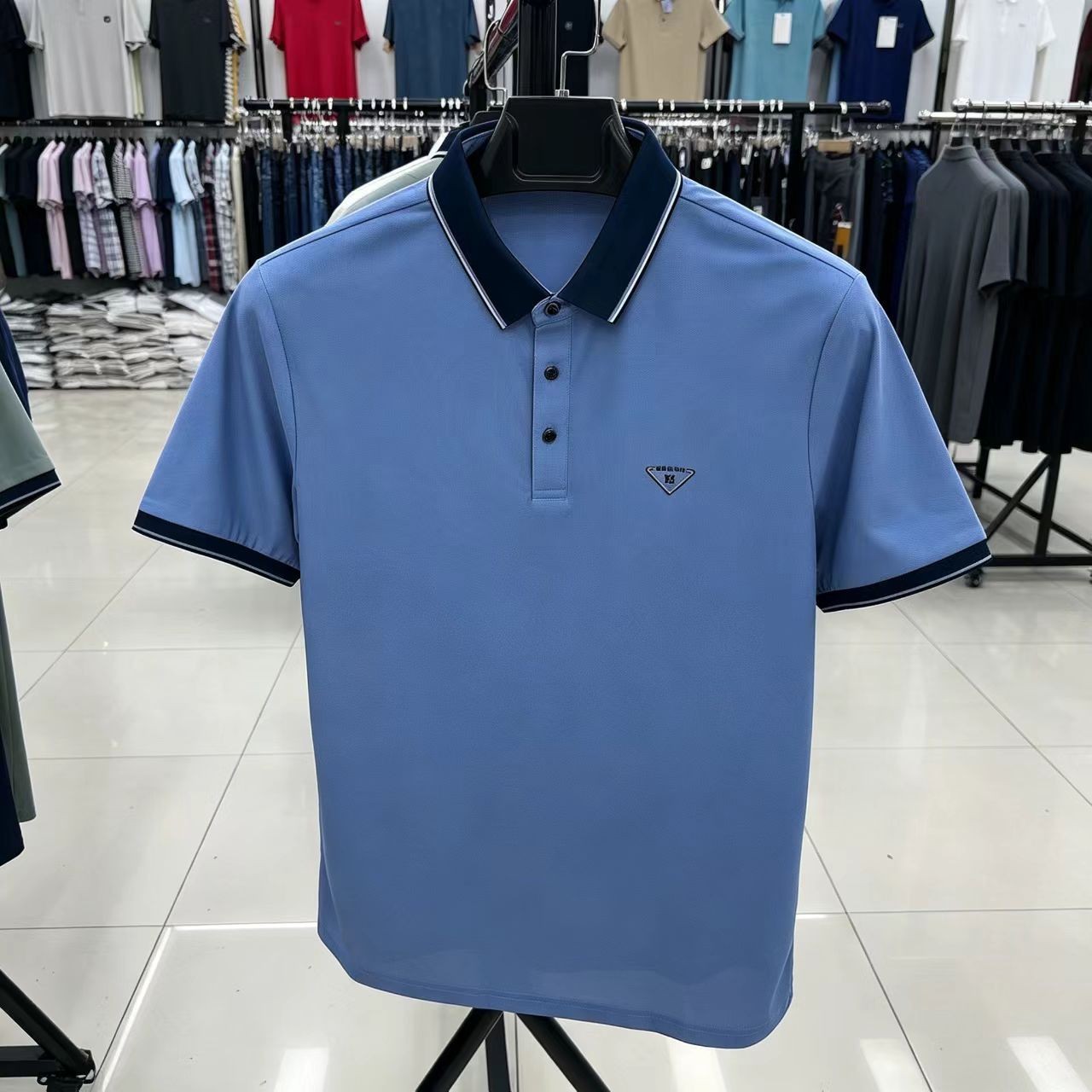 时尚亲肤丝滑垂感商务休闲翻领体恤衫夏宽松短袖POLO衫大码t恤男