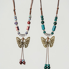 景德镇陶瓷饰品蝴蝶毛衣链长款项链衣服挂件长款百搭民族风女