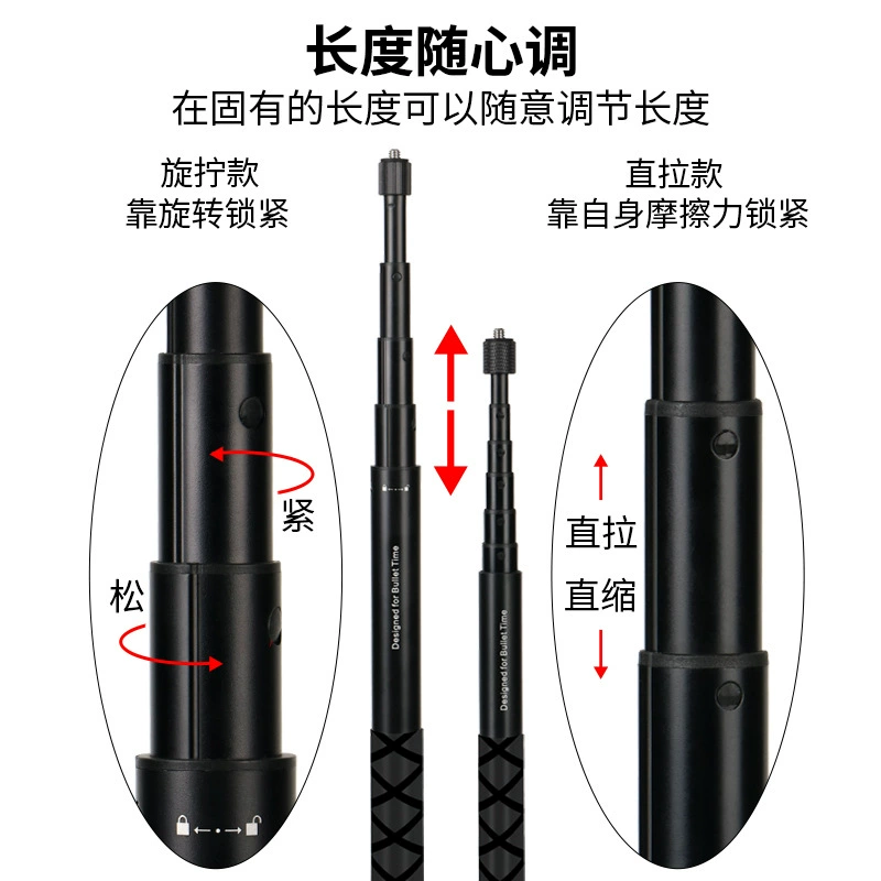 Rotating camera, handle, tripod carbon fibre, bullet, x345