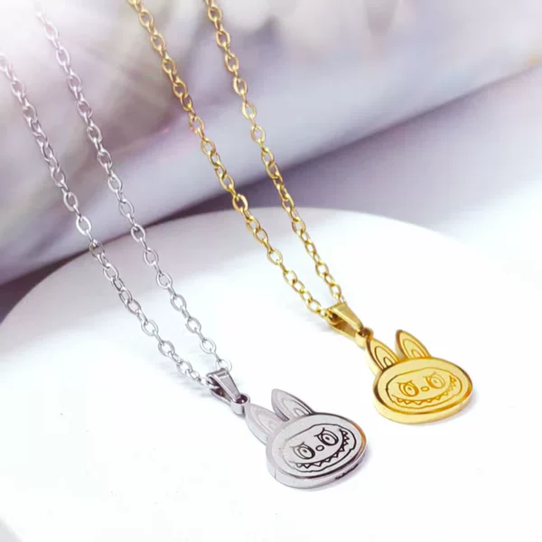 Cross-Border New Style Labubu Titanium Steel Pendant Necklace for Women, Versatile Design, Exquisite, Cute, Fashionable and Non-Fading Clavicle Chain