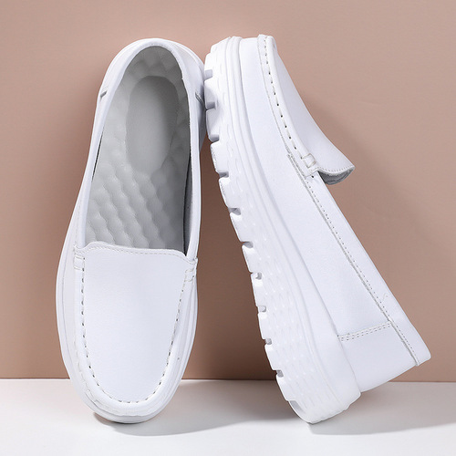  Nurse Shoes Women's Soft Bottom White Black Work Shoes Flat Bottom Comfortable Lightweight Breathable Cross-border Casual White Shoes 