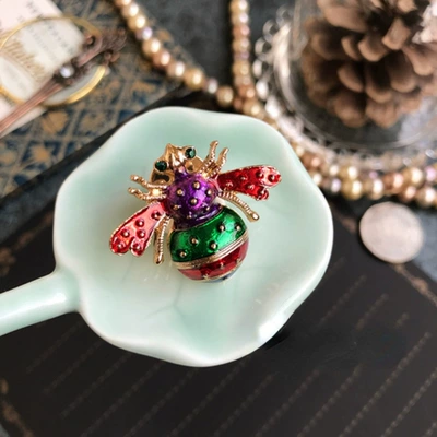 Vintage Cute Butterfly Bee Enamel Brooch Men and Women Clothing Fashion Insect Pin Crystal in stock Wholesale (Yaxa sancaqları) - style-1