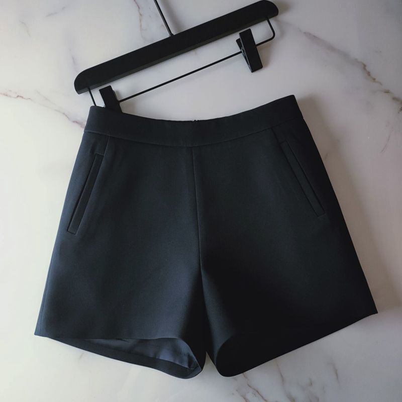 Black Suit Shorts for Women, 2026 New Spring and Autumn High-Waisted Wide-Leg Stylish Slimming A-Line Boot Shorts