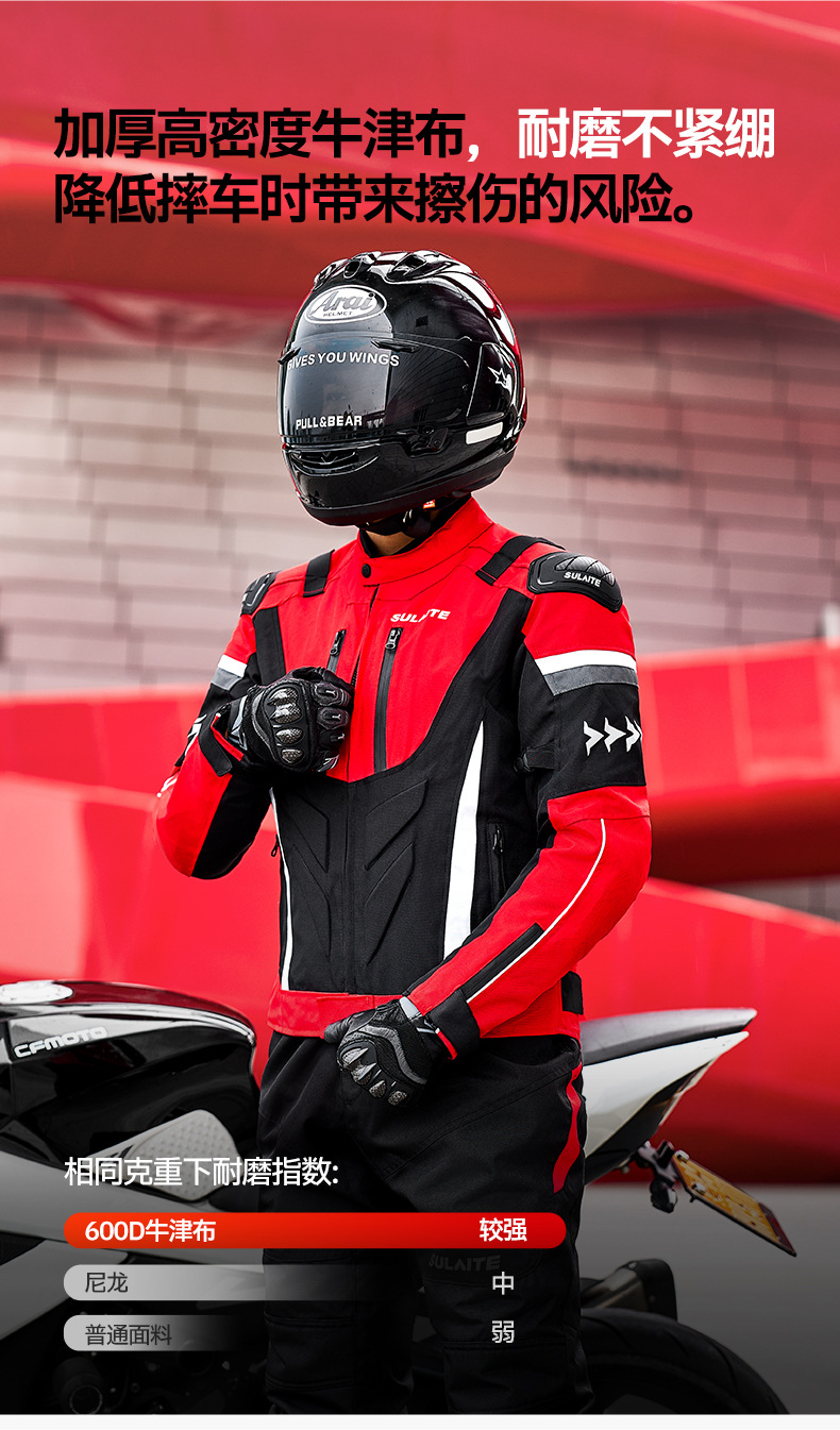 Sulaite Winter Motorcycle Riding Suit with Removable Lining, Warm and Waterproof Two-In-One Set, Anti-Fall Motorcycle Clothing