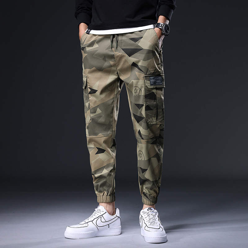 Elastic Waist Camouflage Multi-Bag Casual Pants Men's Japanese Style Trendy Brand Loose Ankle-Length Pants Outdoor Harlan Overalls