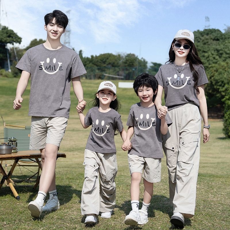 2025 Summer Hot Selling Mother-Daughter Matching Sets for Families of Three or Four: Casual Skirt and Pants Sets, Short-Sleeve Wide-Leg Pants