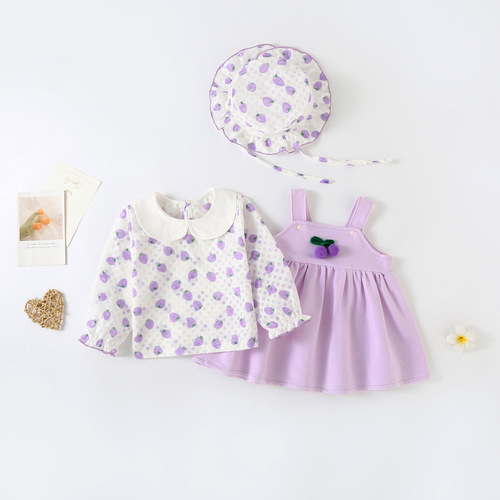 Korean-style children's clothing, newborn baby clothes for spring and autumn, baby dresses with long sleeves, set for girls, baby dresses