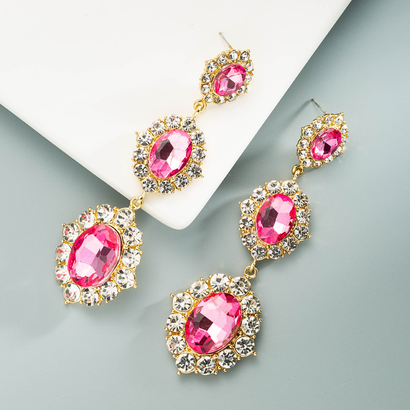 creative trend oval glass rhinestone alloy earringspicture3