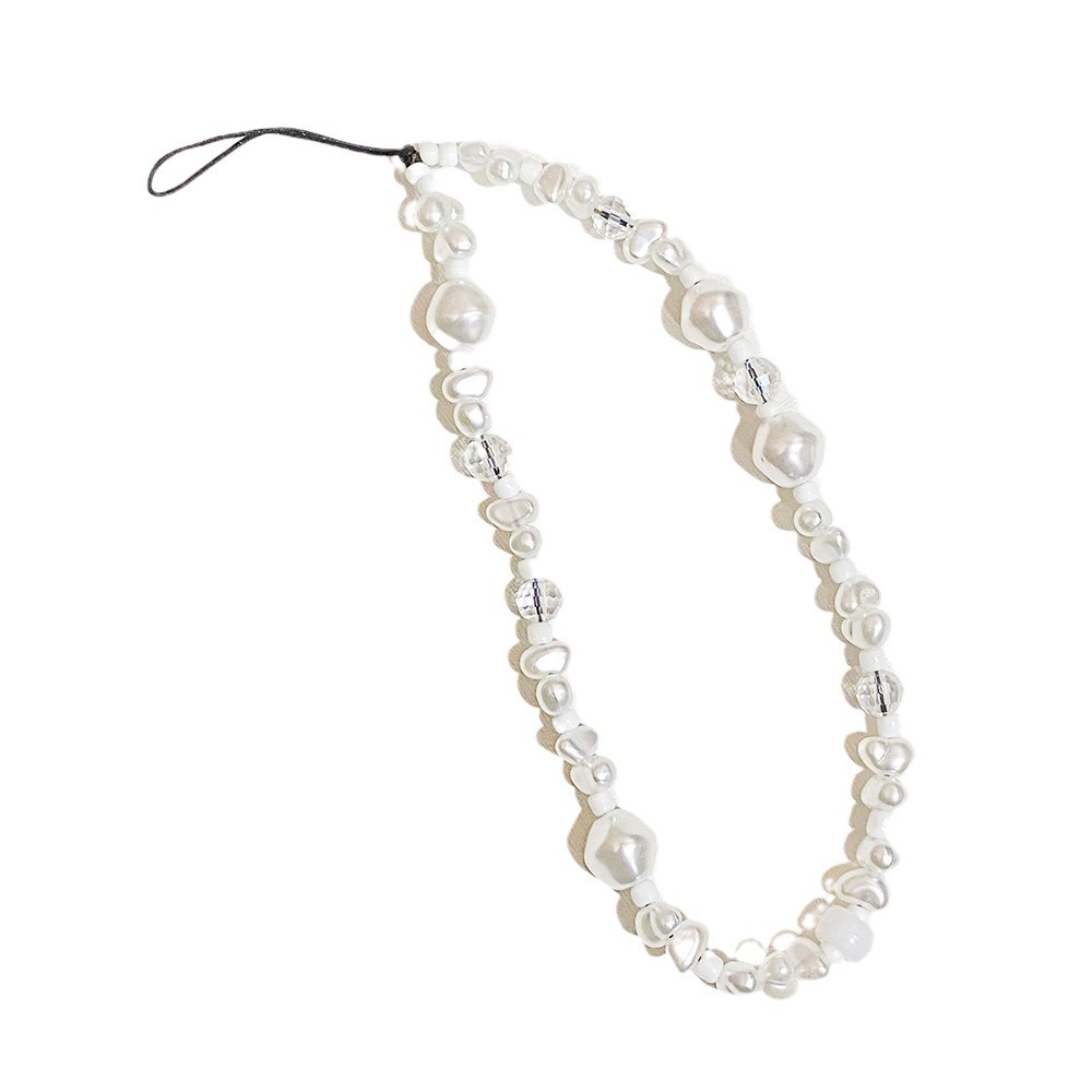 Kkbead estilo japonés y coreano de alta textura cristal hecho a mano con cuentas teléfono móvil cadena simple versátil en forma perla cordón las mujeres