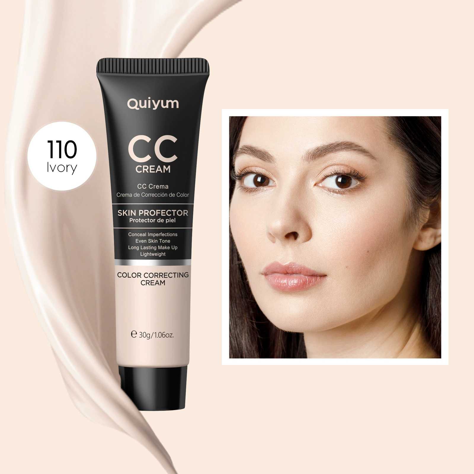 CC Cream Quiyum 30 ml, color-correcting, moisturizing, SPF15