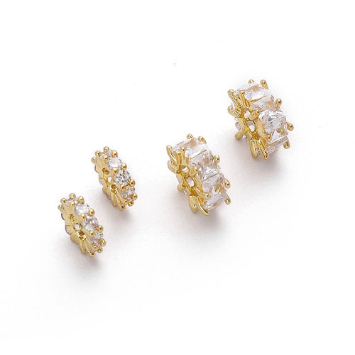 Colorful 14K Gold Plated Spoke Wheel Copper Separating Beads Pendant DIY Bracelet Necklace Separation Material Jewelry Accessories
