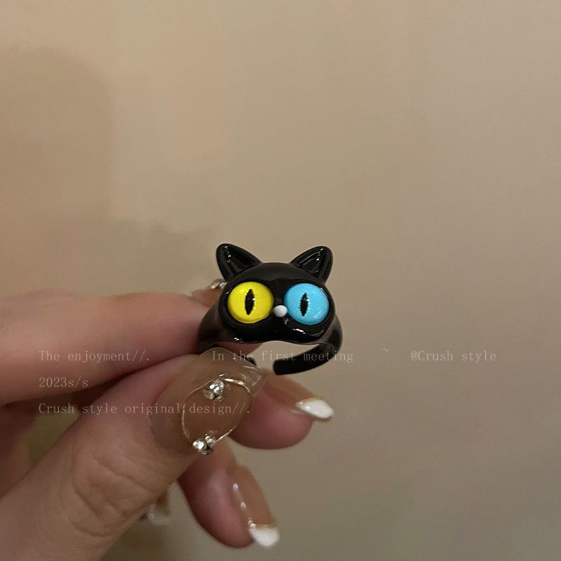 Colección de pequeño monstruo lindo anillo de monstruo de un ojo personalidad femenina diseño de nicho anillo abierto único image 11