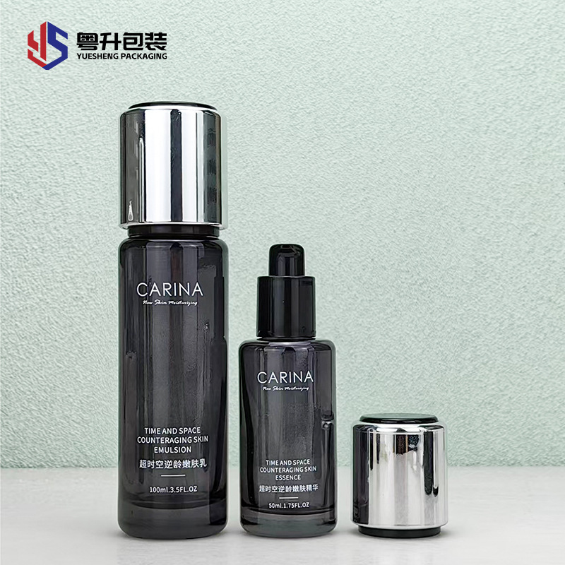 新款直圆玻璃套装瓶100g大容量膏霜100ml乳液分装空瓶30g眼霜瓶|undefined