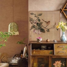 新中式茶室画复古装饰画花鸟办公室书房壁画中古风客厅背景墙挂画