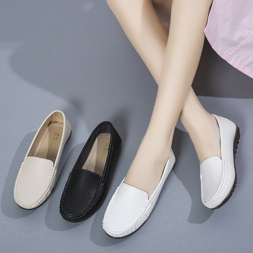 Nurse Shoes Women's 2024 Spring New Slip-on Lazy Flat Shoes Korean Style Mom Shoes Soft Sole Maternity Shoes